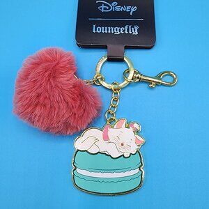 Loungefly Disney The Aristocats Marie Macaron Heart Pom Pom Multi Charm Keychain